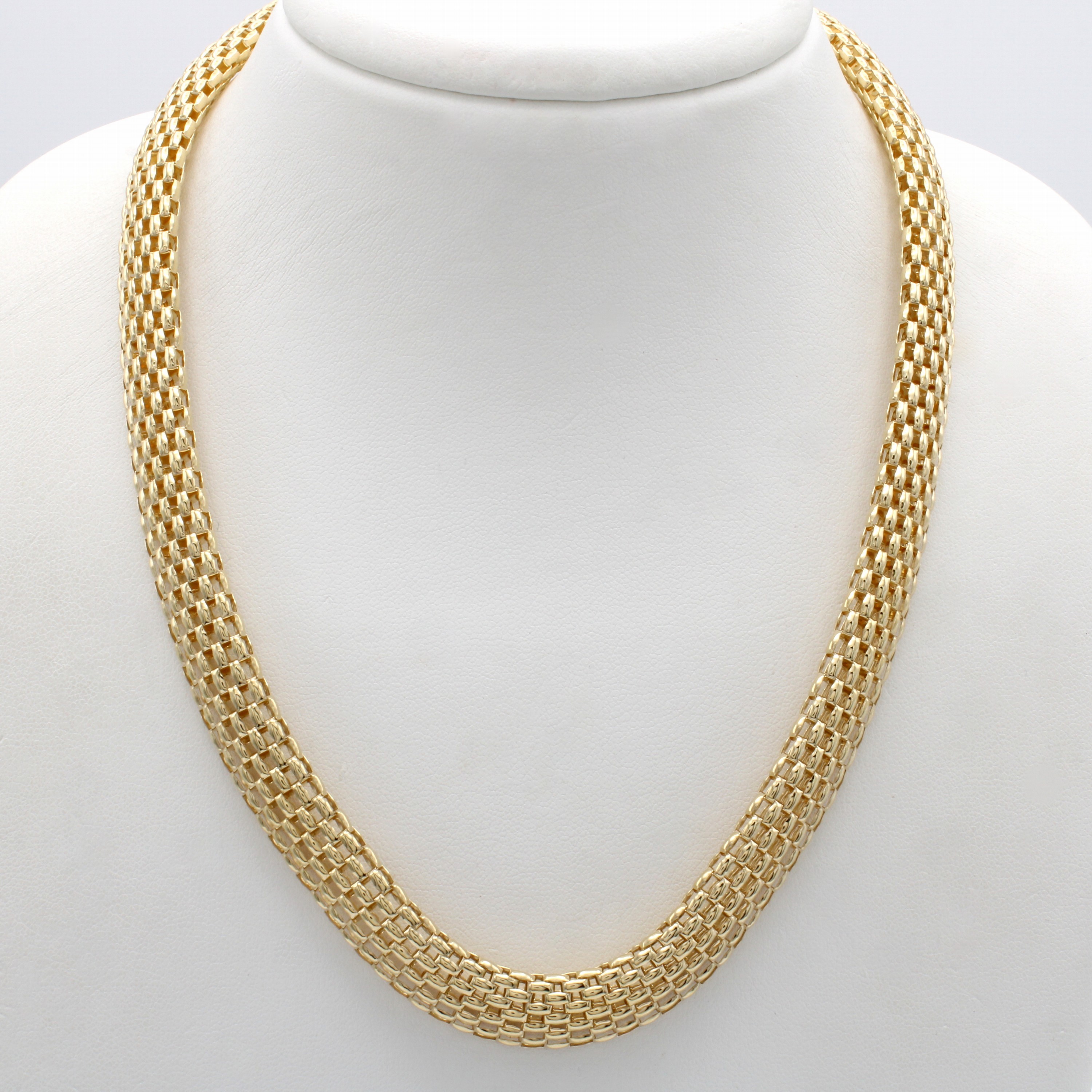 Image 27070632 - Breites Kette im Phantasiemuster, GG 585/000, mod. Federringschl., B. ca. 10 mm, L. ca. ...