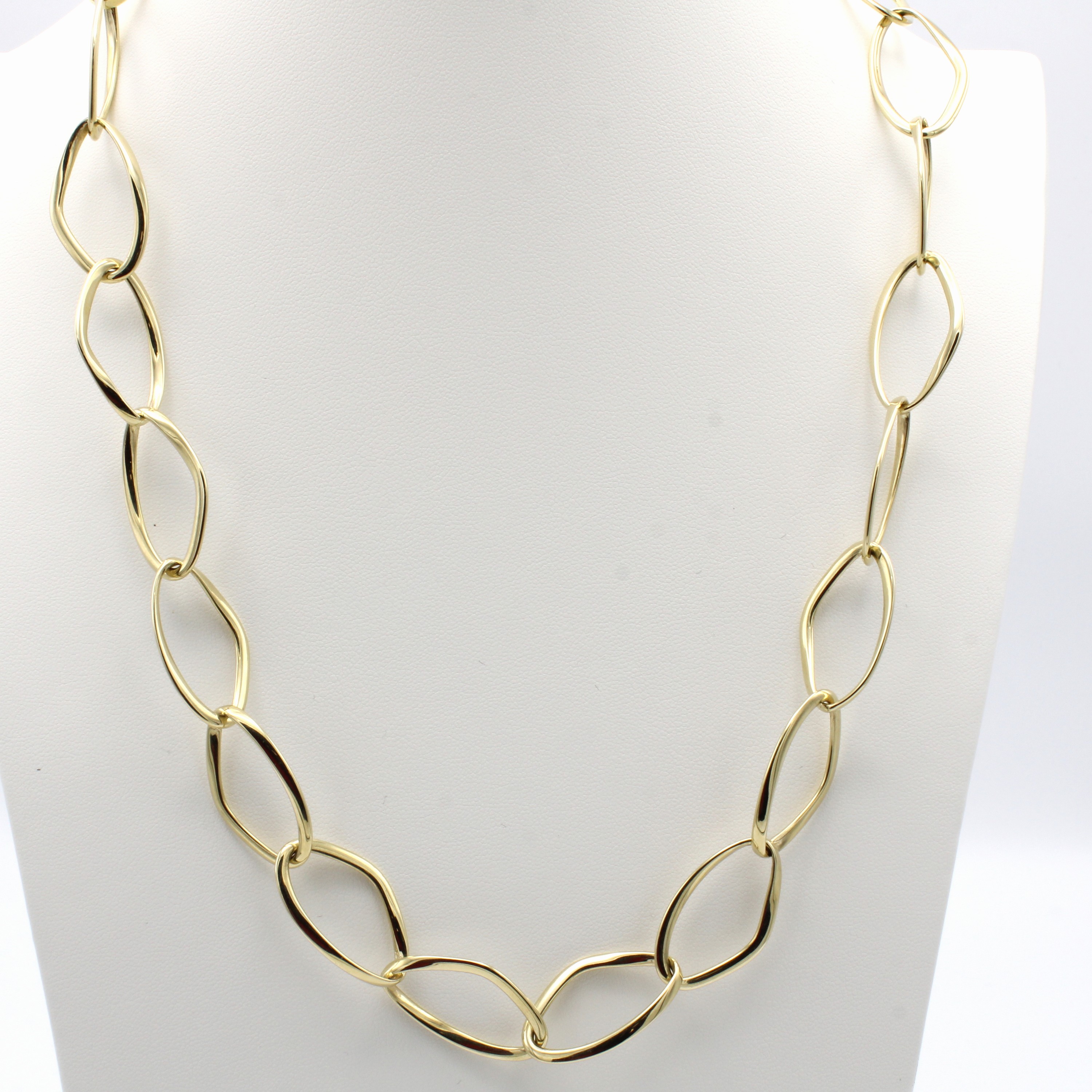 Image 27070670 - Collier, GG 585/000, ovale l. gebogene Glieder, Federringschl. in Muster integriert, B. ...