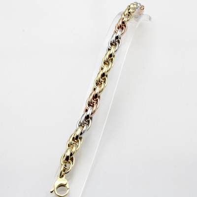 Image Modernes Kordelarmband, GG/WG/RG 585/000, Karabinerschl., B. ca. 7 mm, L. ca. 19 cm