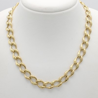 27070629a - Collier, GG 585/000, Karabinerschl., B. ca. 8 mm, L. ca. 45 cm