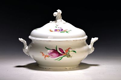 Image Deckelschüssel, Meissen, 30/40er Jahre, Blume 2, 2. Wahl, ca. 25 x 35 x 23 cm