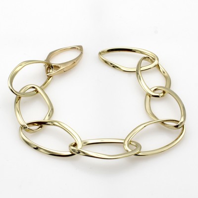 27070669a - Armband, GG 585/000, ovale l. gebogene Glieder, Federringschl. in Muster integriert, B. ...