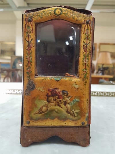 27070672g - Modell einer Sänfte/Sedan Chair, um 1860/80 Korpus mit Samt und dünnen Metallplatten ...