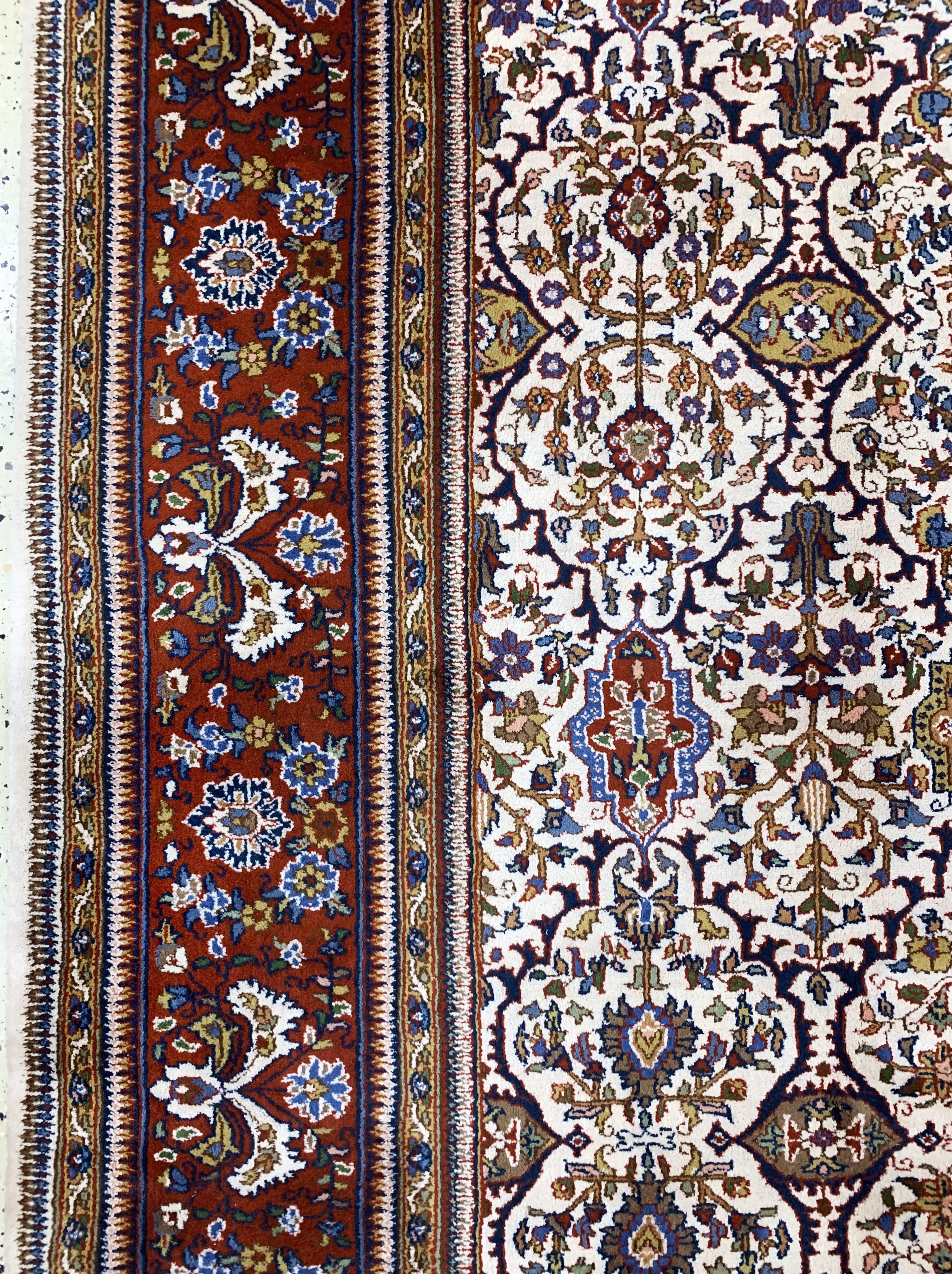 Detail c: Täbriz Tabatabai, Indien, Ende 20.Jhd, Wolle auf Baumwolle, ca. 360 x 250 cm, EHZ: 2