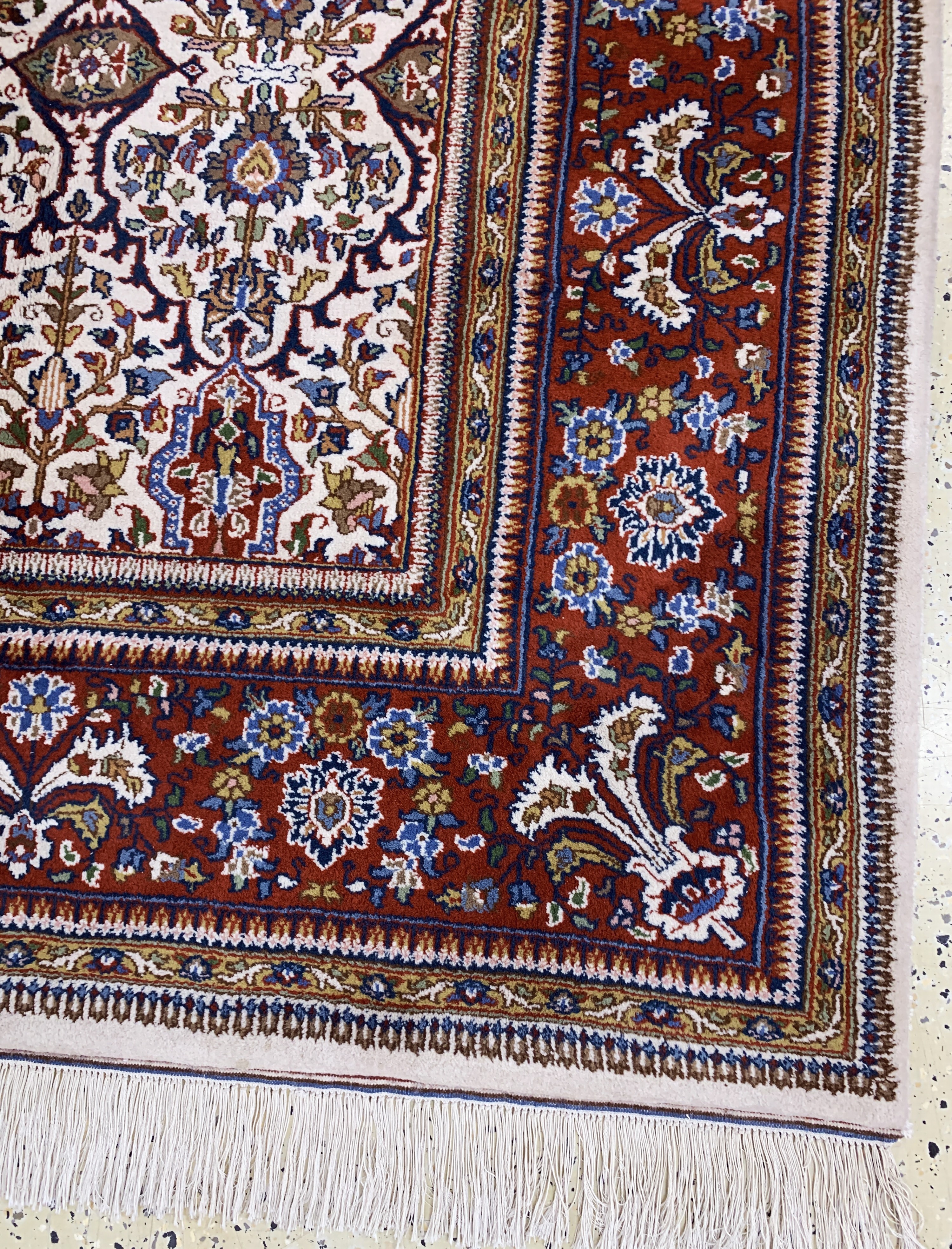 Detail f: Täbriz Tabatabai, Indien, Ende 20.Jhd, Wolle auf Baumwolle, ca. 360 x 250 cm, EHZ: 2