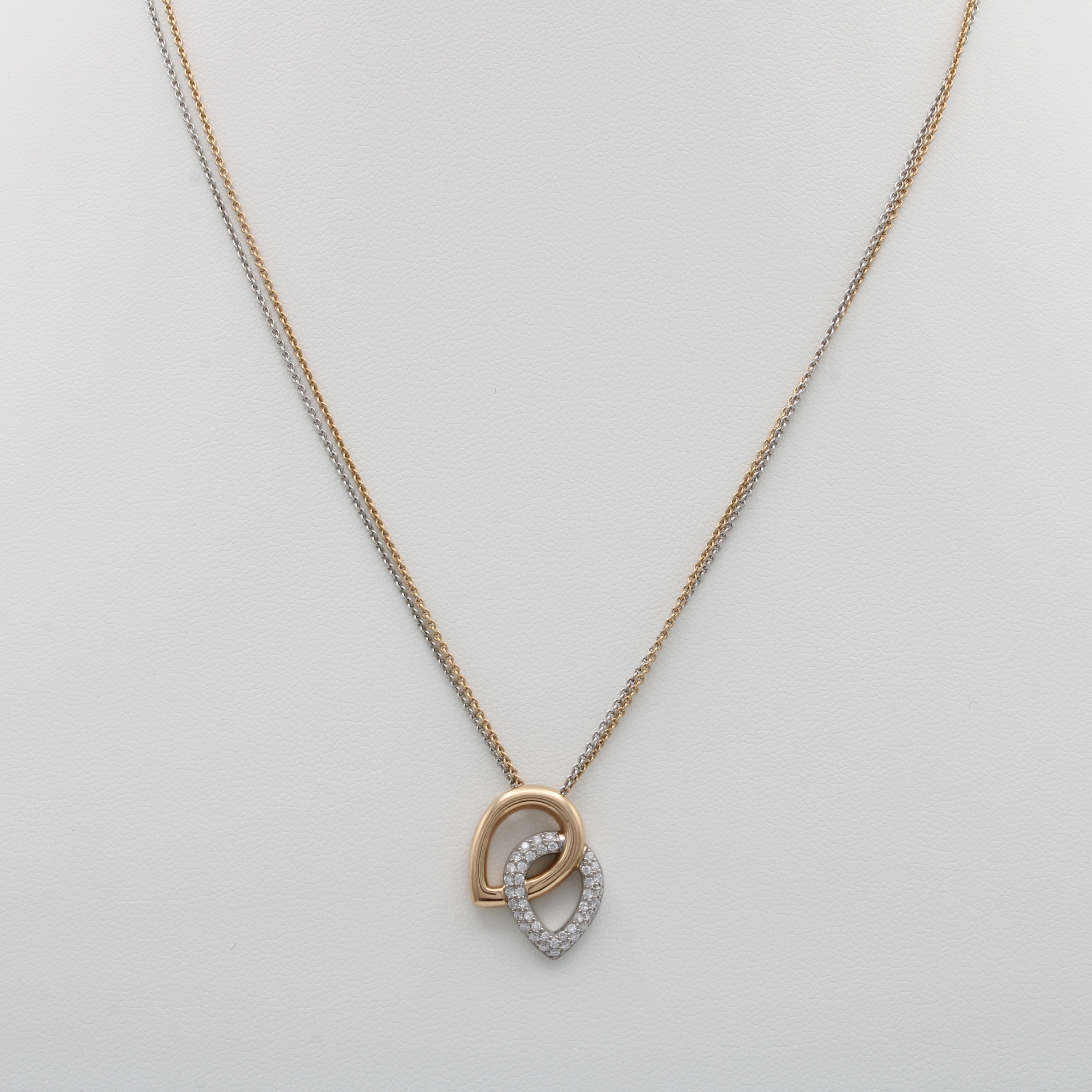 Image 27070867 - Anhänger mit Brillanten an 2-reihiger Kette, RG/WG 585/000, 40 Brill. in Tropfenform ...