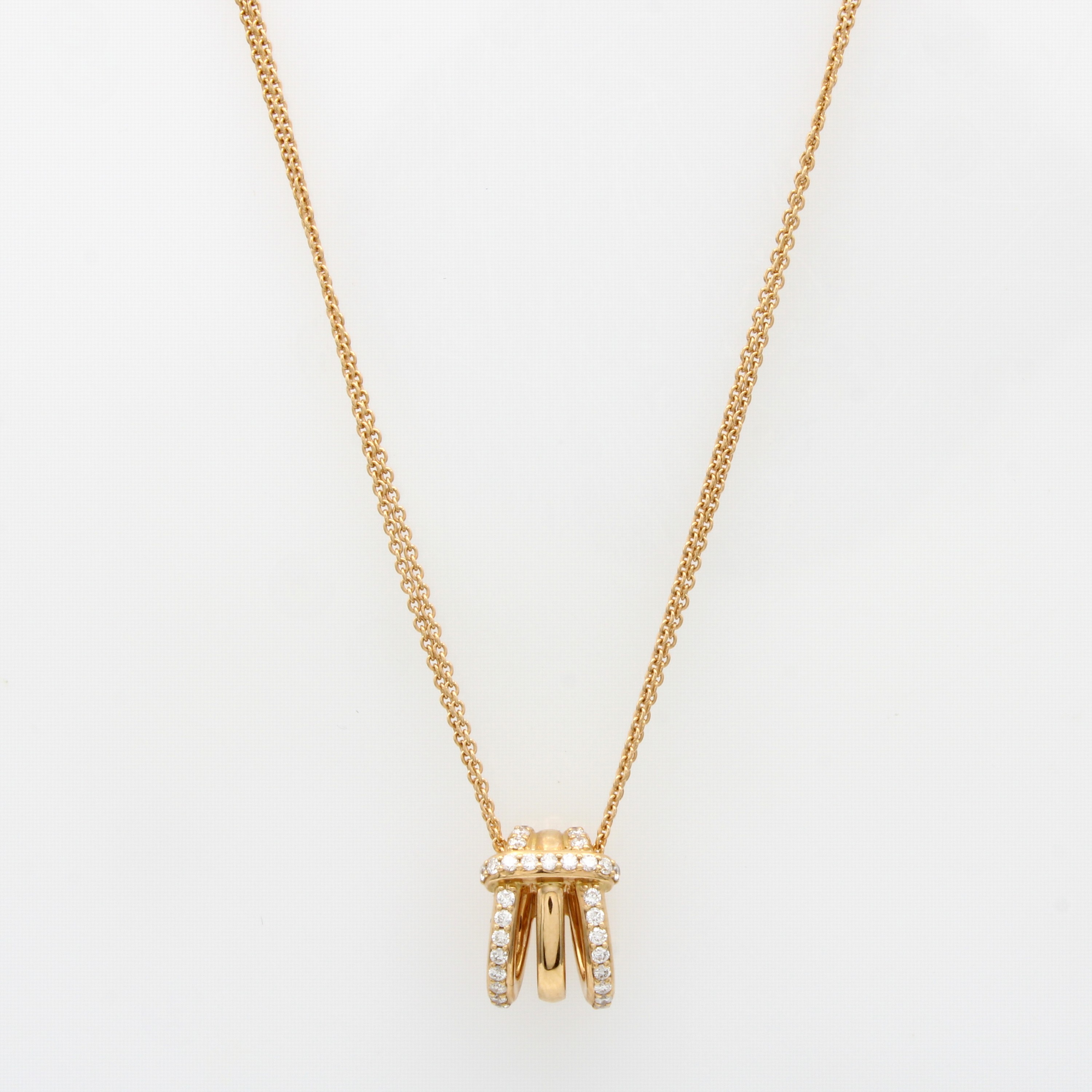 Image 27070876 - Anhänger mit Brillanten an 2-reihiger Kette, RG 750/000, 42 Brill. zus. ca. 0.18 ct ...