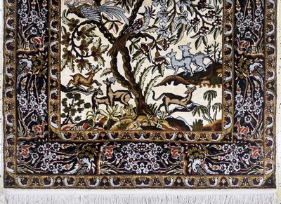 27070851b - Ghom Seide fein, Ägypten, Mitte 20.Jhd, reine Naturseide, ca. 135 x 93 cm, EHZ: 1-2 ...