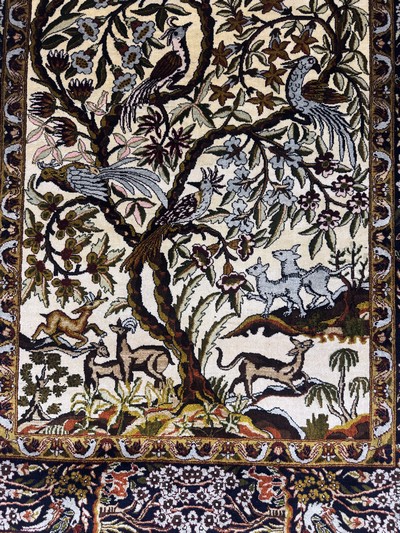 27070851d - Ghom Seide fein, Ägypten, Mitte 20.Jhd, reine Naturseide, ca. 135 x 93 cm, EHZ: 1-2 ...