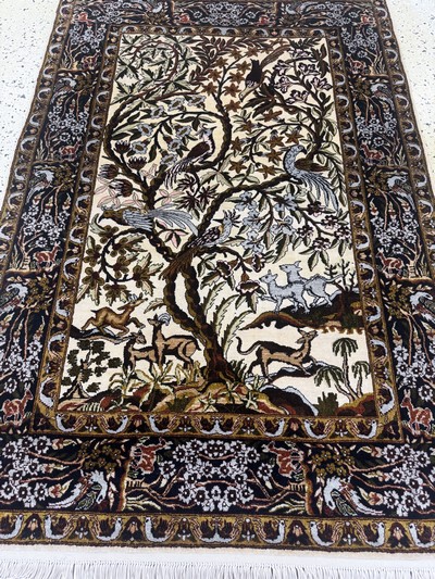 27070851e - Ghom Seide fein, Ägypten, Mitte 20.Jhd, reine Naturseide, ca. 135 x 93 cm, EHZ: 1-2 ...