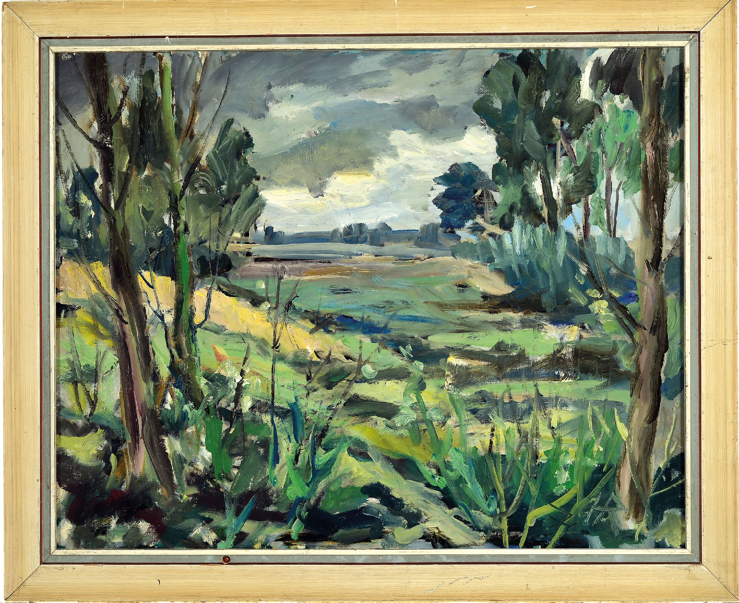 Detail k: Heinz Reiss, 1923 Haßloch-2008 , Altrheinlandschaft, rechts unten monogrammiert, Öl/Lwd, 40x50cm, Rahmen 47x58 cm
