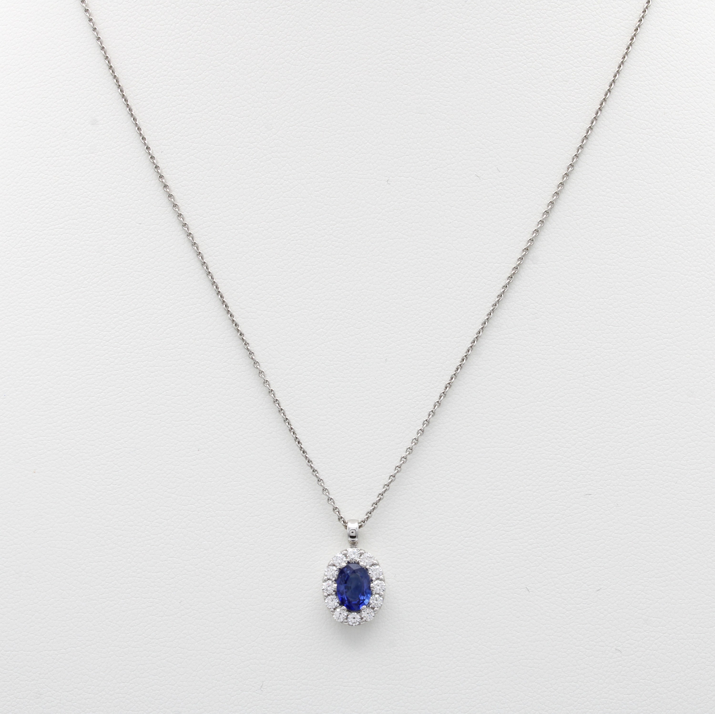 Image 27070935 - Anhänger mit Brillanten und Saphir an Kette, WG 750/000, 12 Brill. zus. ca. 0.36 ct ...