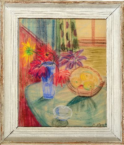 27070907k - Hermann Jürgens, 1914 Heidelberg-1967 Godramstein, impressionistisches Stillleben am ...