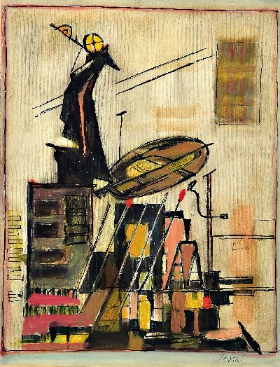 Image Friedrich Josse, 1897 Wolfstein/Pfalz-1994 Speyer, ´Eisenkranich´, Mischtechnik auf ...