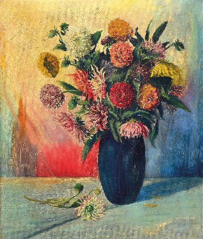 Image Philipp Jacob Croissant, 1898-1980 Edenkoben , Blumenstillleben mit Päonien, rechts ...