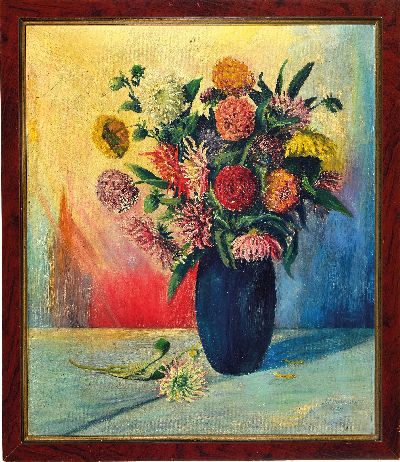 27070915k - Philipp Jacob Croissant, 1898-1980 Edenkoben , Blumenstillleben mit Päonien, rechts ...