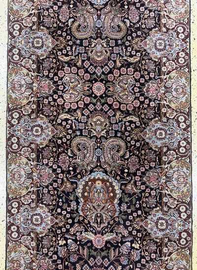 27071087c - Kerman fein, Persien, Ende 20.Jhd, Korkwolle auf Baumwolle, ca. 392 x 102 cm, EHZ: 2 ...