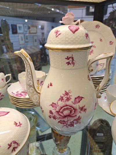 27071136d - Coffee service, Herend, 20th century, lotus flower, for twelve people, coffee pot, sugar ...