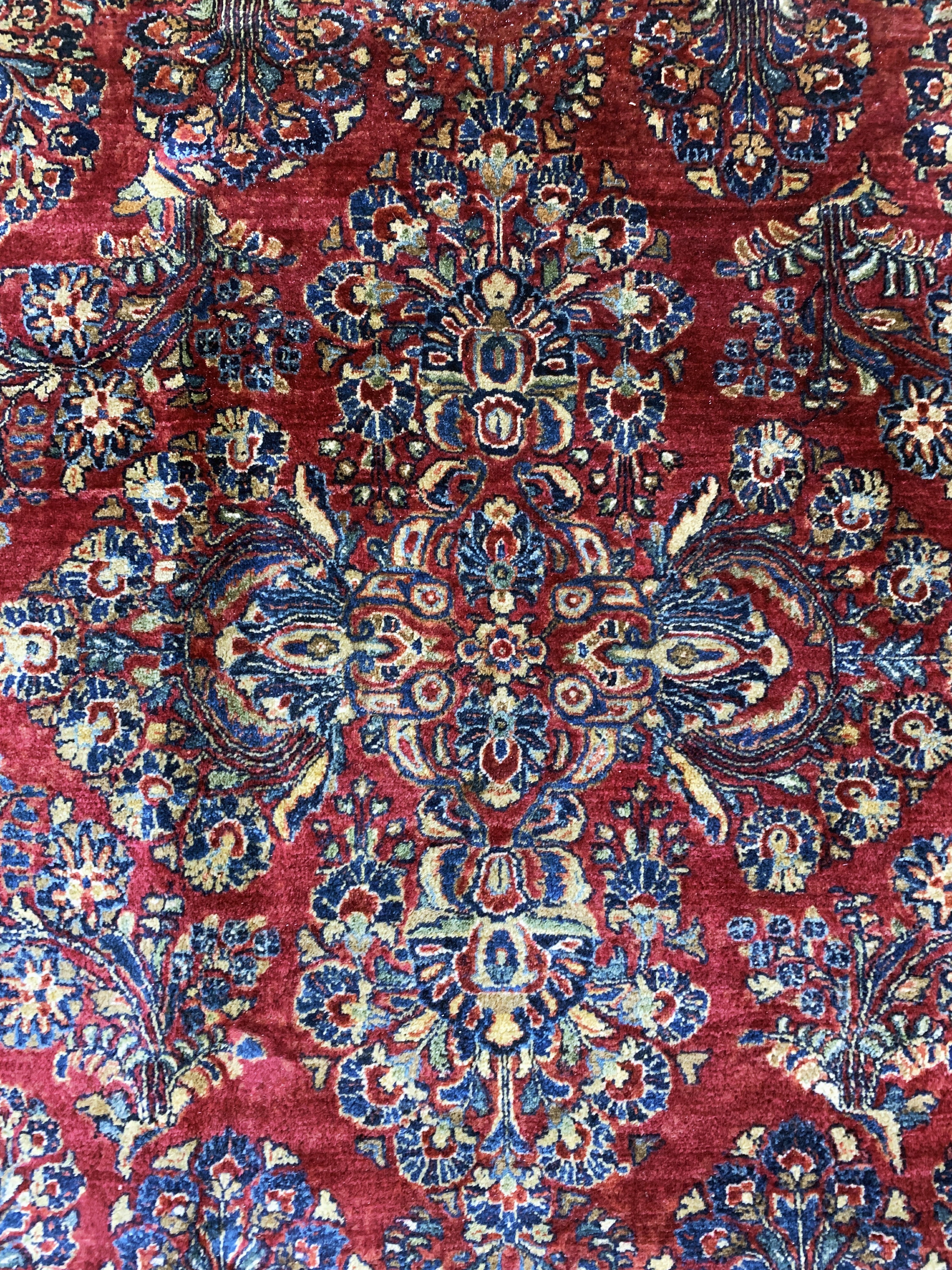 Detail d: Us Re-Import Sarogh, Persien, Anfang 20.Jhd, Wolle auf Baumwolle, ca. 350 x 270 cm,Reinigungsbedürftig, EHZ: 2