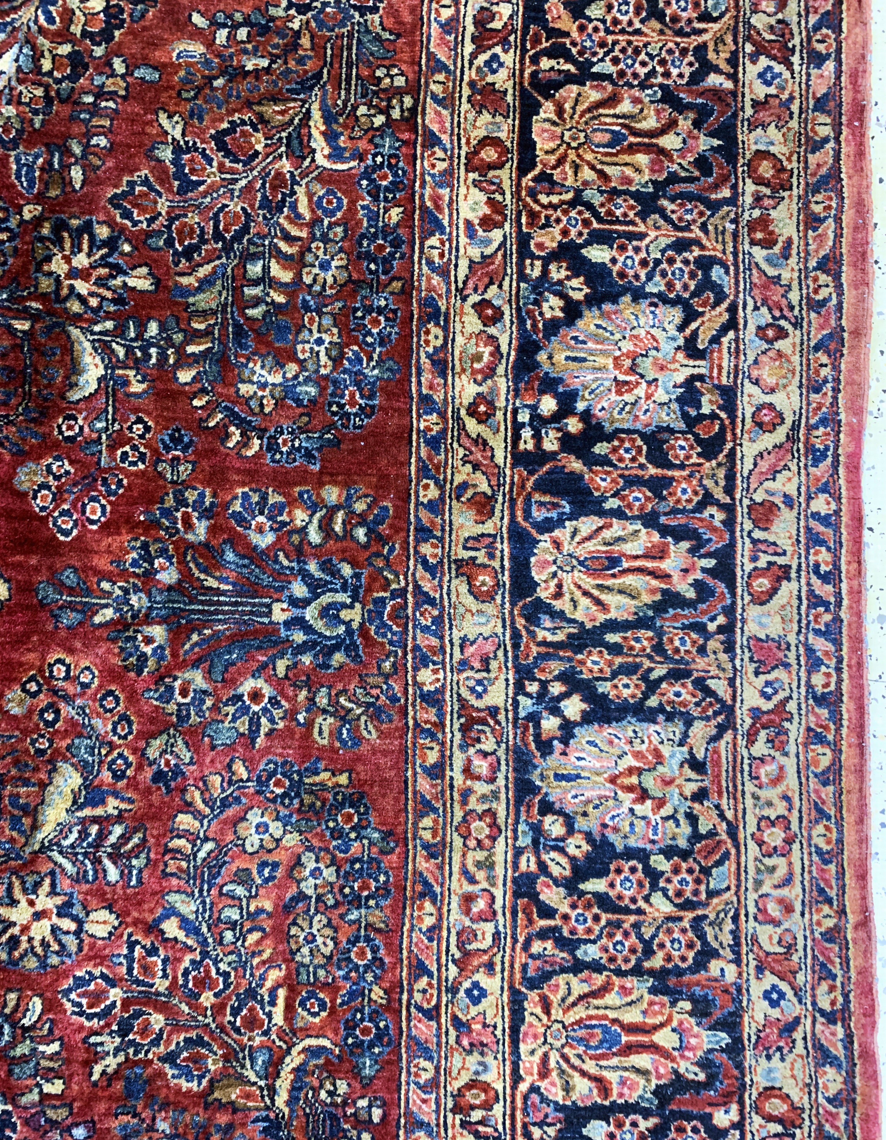 Detail e: Us Re-Import Sarogh, Persien, Anfang 20.Jhd, Wolle auf Baumwolle, ca. 350 x 270 cm,Reinigungsbedürftig, EHZ: 2