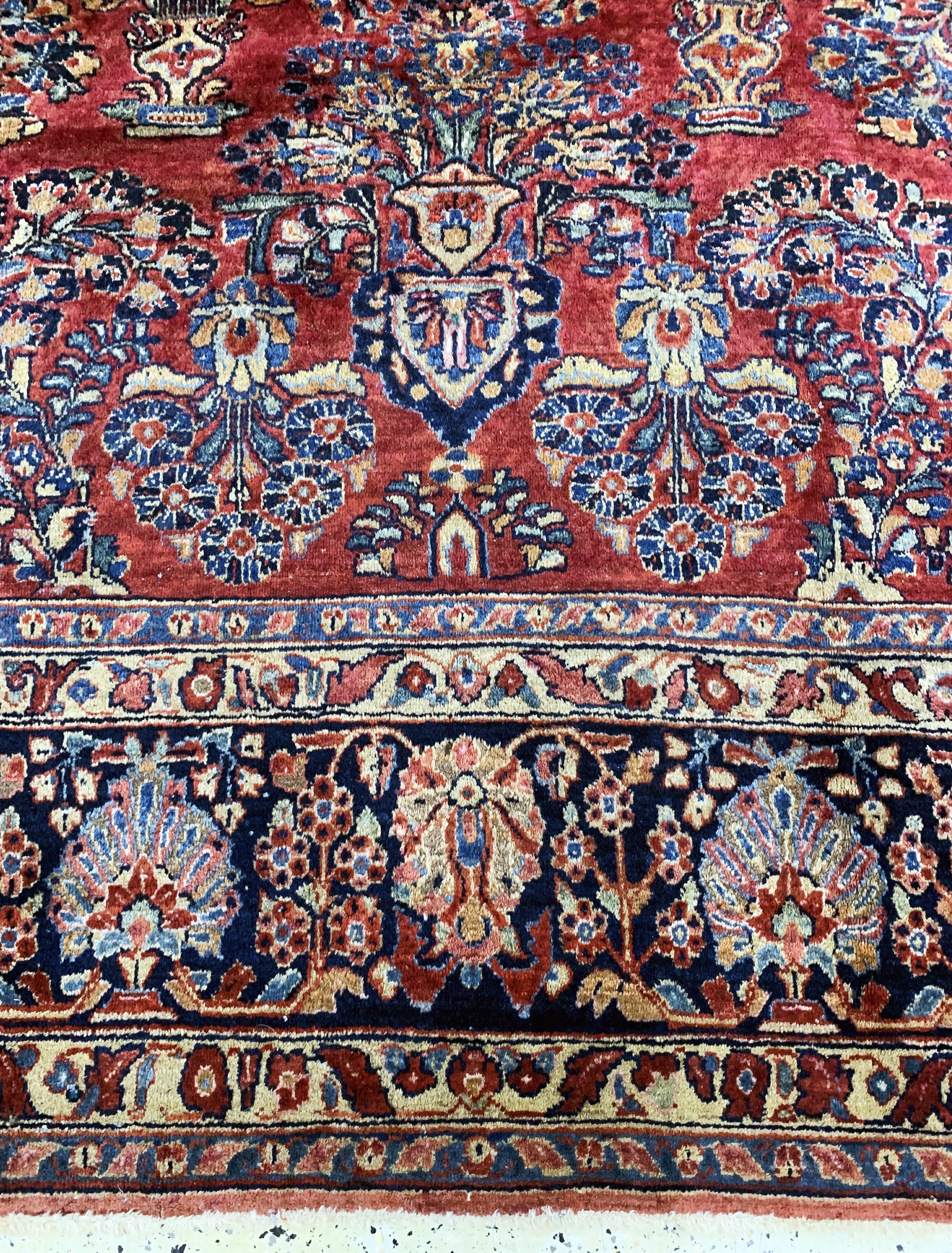 Detail g: Us Re-Import Sarogh, Persien, Anfang 20.Jhd, Wolle auf Baumwolle, ca. 350 x 270 cm,Reinigungsbedürftig, EHZ: 2