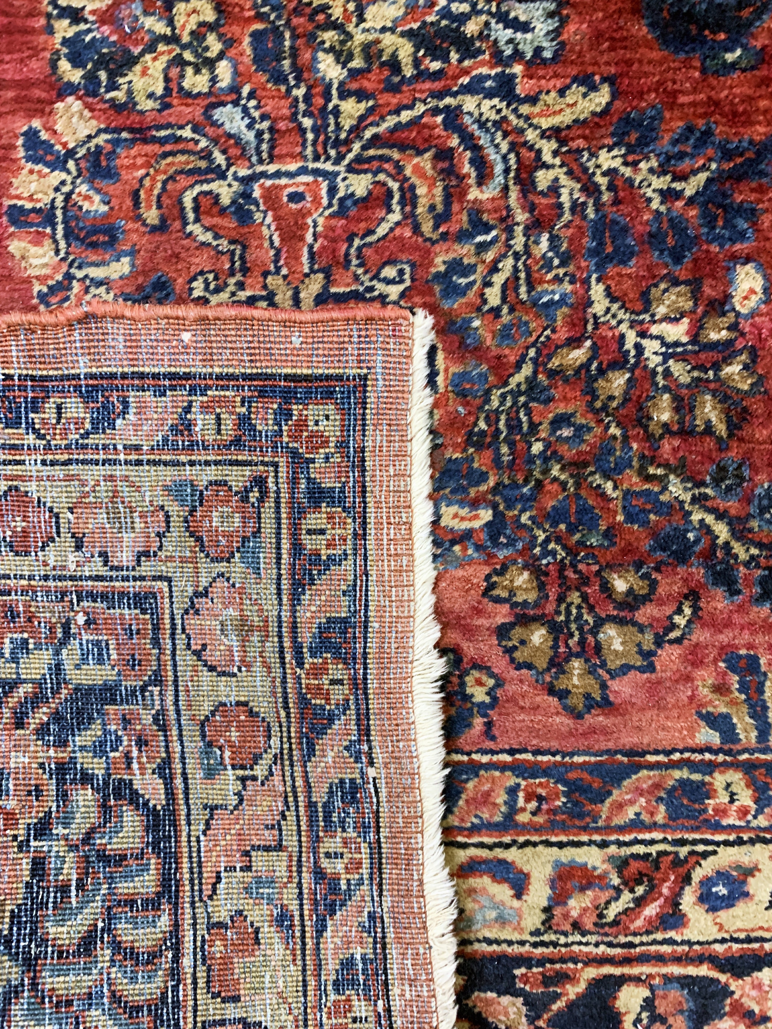 Detail j: Us Re-Import Sarogh, Persien, Anfang 20.Jhd, Wolle auf Baumwolle, ca. 350 x 270 cm,Reinigungsbedürftig, EHZ: 2