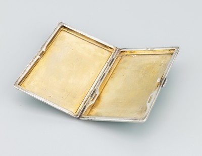 27071201a - Email-Zigarettenetui, um 1920, 935er Silber, türkisfarbenes transluzides Email auf ...