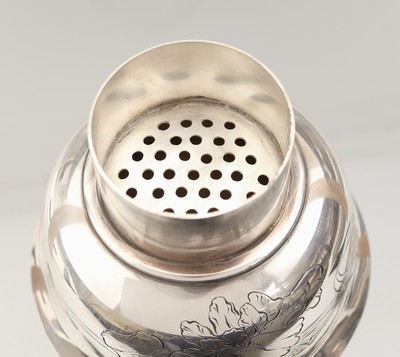 27071223a - Cocktailshaker, Japan, wohl 1950-80, Feinsilber, konische Grundform, grav. ...