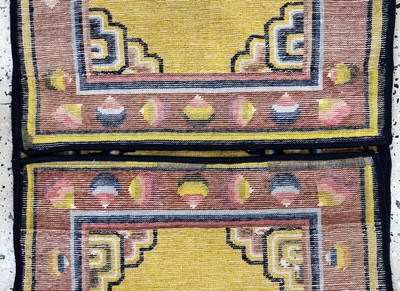 27071260c - 1 paar Ning-Hsia antik, China, um 1900, Wolle auf Baumwolle, ca. 156 x 69 cm, Oxidiert, ...