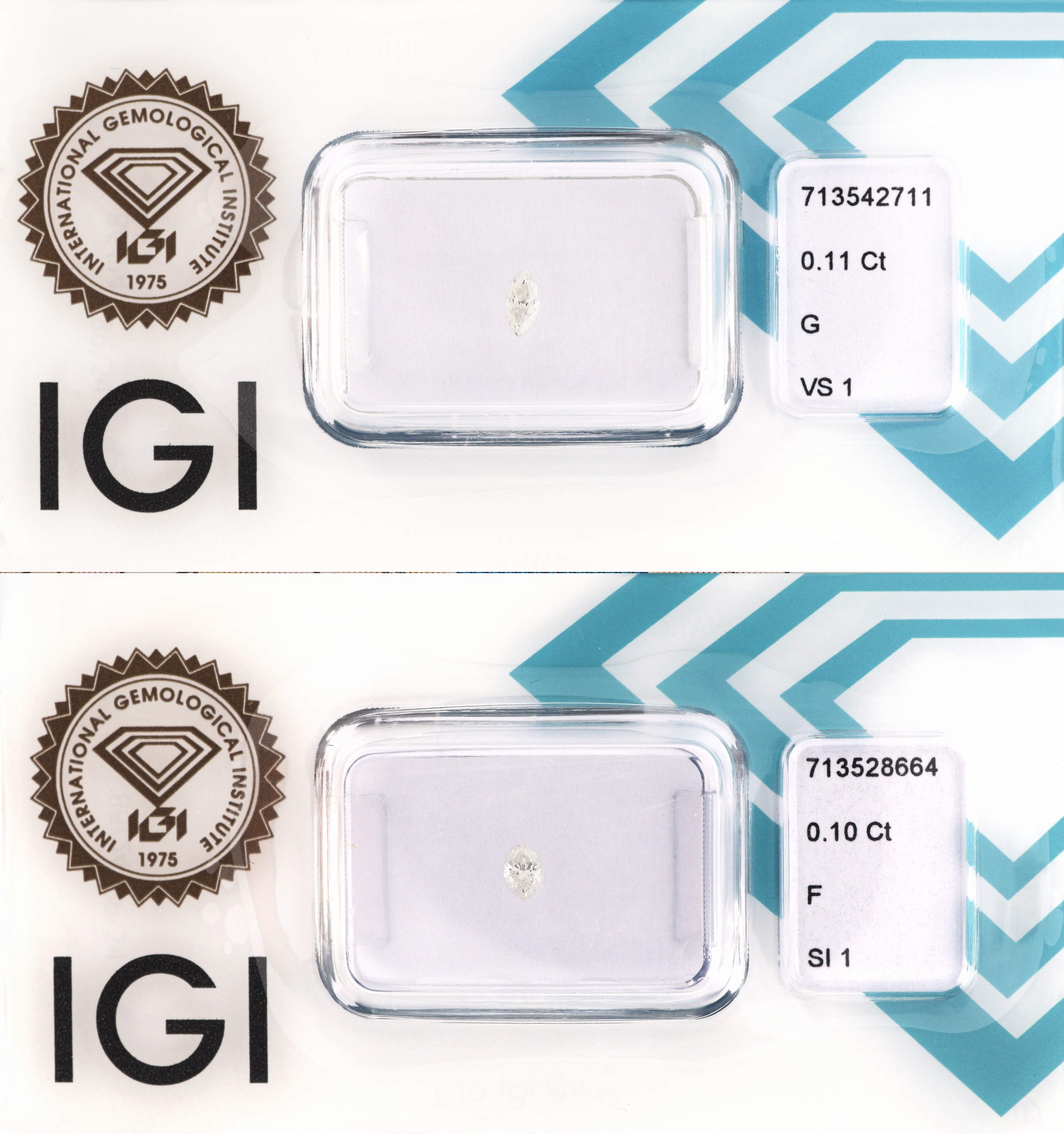 Image 27071569 - Lot 2 lose Diamant-Navettes, 1 x 0.10 ct feines Weiß(F)/si1, 1 x 0.11 ct feines Weiß ...