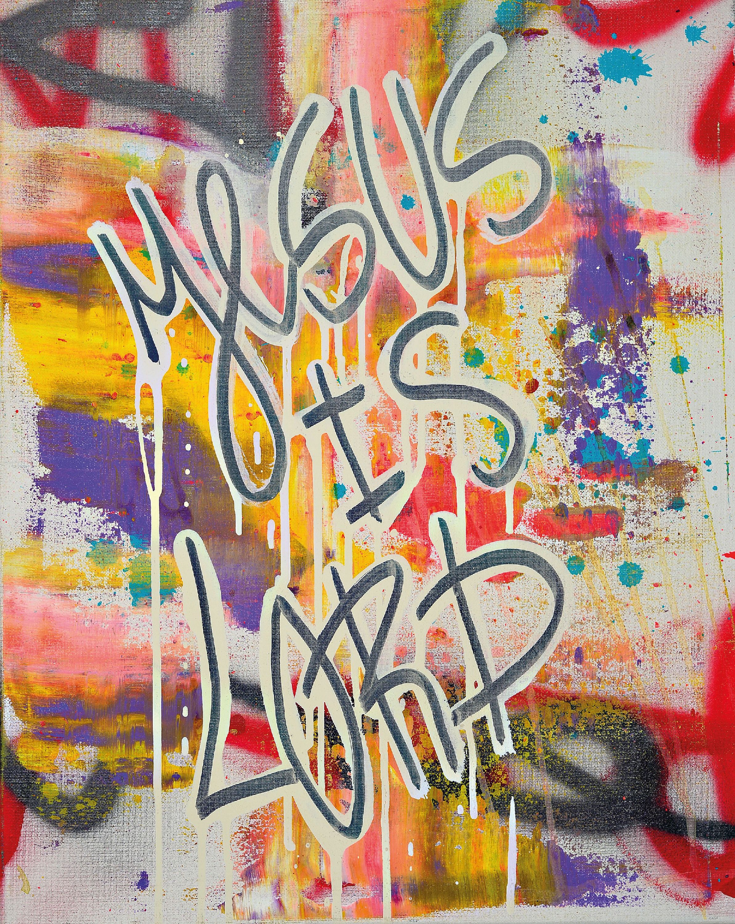 Detail k: Karl Lagasse, geb. 1981, Jesus is Lord, Acryl auf Lwd, rückseitig betitelt und signiert, ca. 50x40cm, mit Zertifikat
