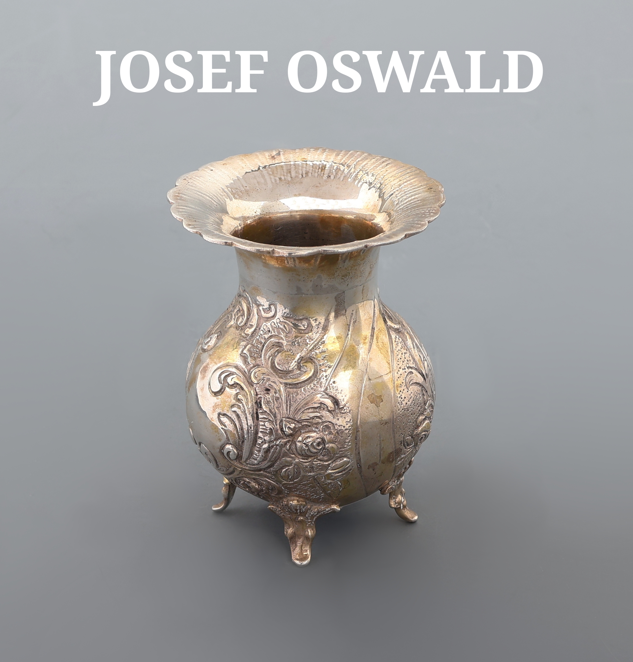 Image 27071590 - Ziervase, JOSEF OSWALD, Hanau, um 1900, 800er Silber, Rokoko-Stil, bauchige ...