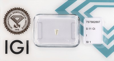 27071563a - Lot 2 Diamant-Baguettes, 1 x 0.11 ct l.get.Weiß(I)/si1, 1 x 0.10 ct feines Weiß ...