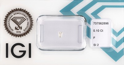 27071563b - Lot 2 Diamant-Baguettes, 1 x 0.11 ct l.get.Weiß(I)/si1, 1 x 0.10 ct feines Weiß ...