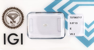 27071566a - Lot 2 lose Diamanten, jew. 0.07 ct hochfeines Weiß(E)/vvs2 und vs2, eingeschweißt, ...