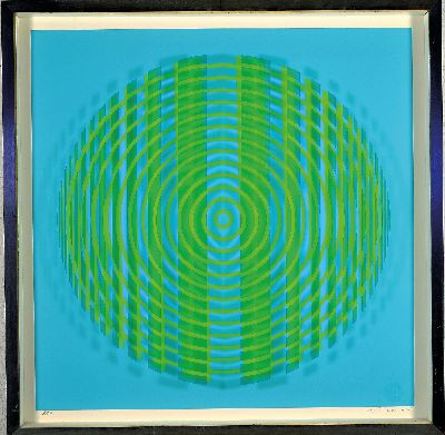 27071572k - Alberto Biasi, geb. 1937, Ohne Titel, Farbsiebdruck auf Papier und Acryl, übereinander ...