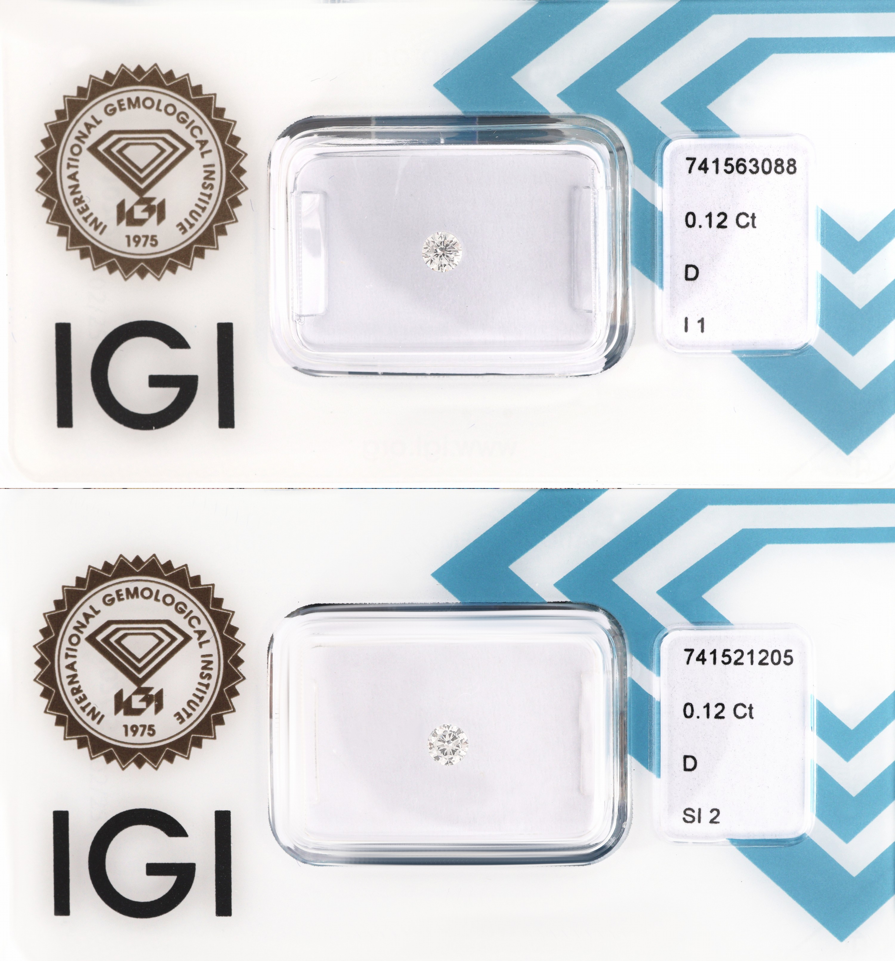 Image 27071611 - Lot 2 lose Brillanten, 1 x 0.12 ct hochfeines Weiß(D)/p1, 1 x 0.12 ct hochfeines Weiß ...