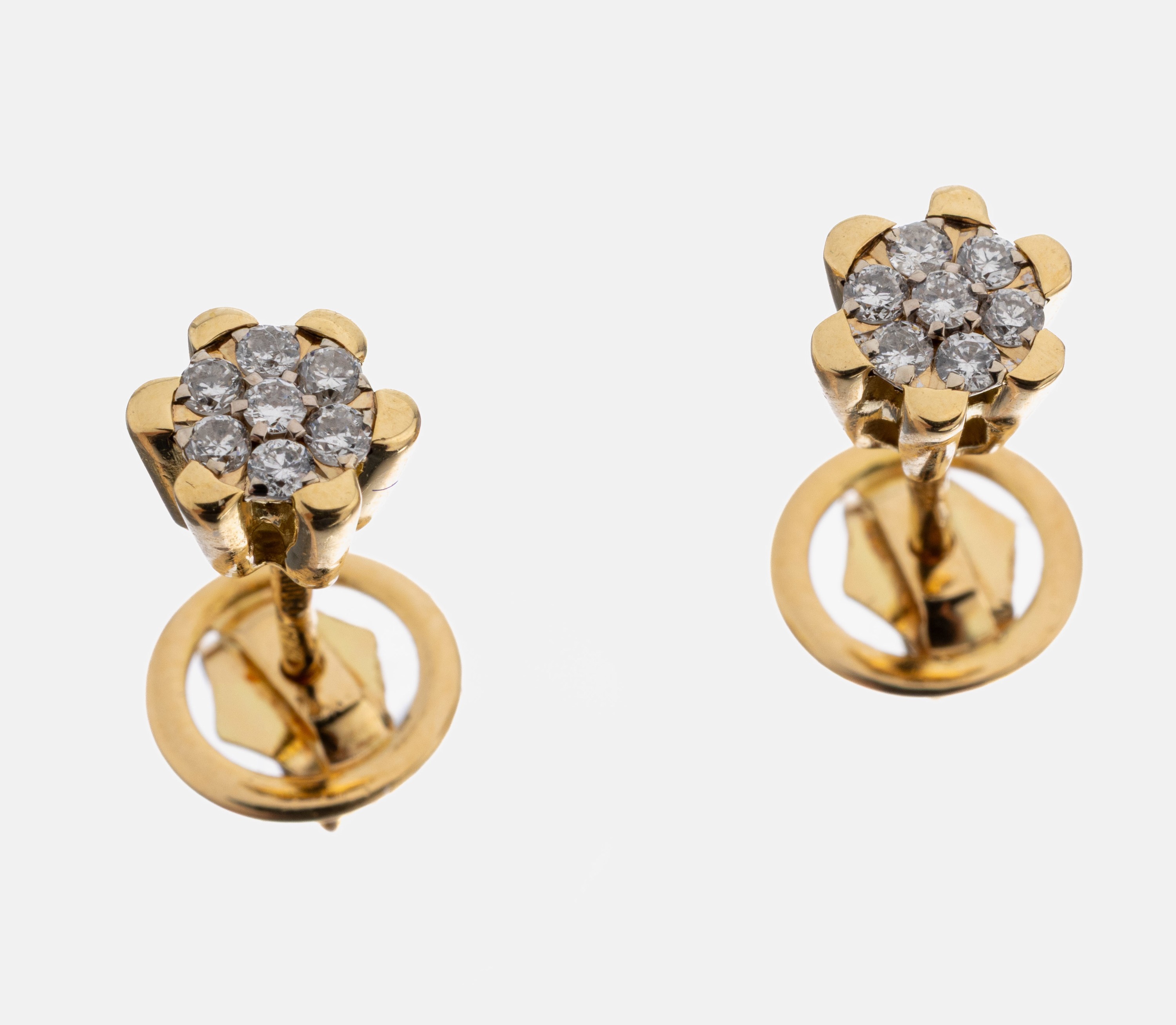 Image 27071616 - Paar 18 kt Gold Brillant Ohrstecker, GG 750/000. 14 Brillanten zus. ca. 0.12 ct ...