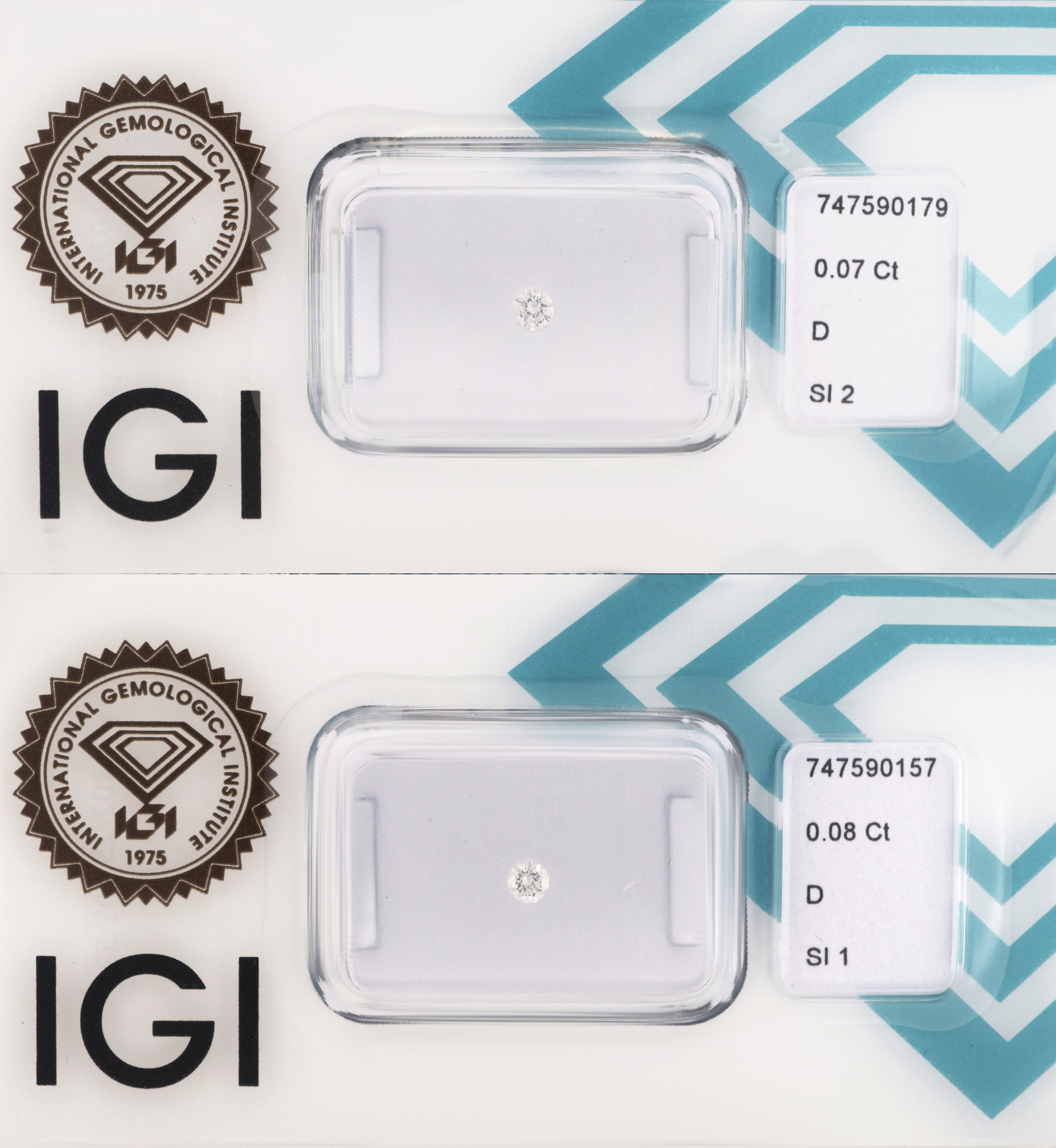 Image 27071623 - Lot 2 lose Brillanten, 1 x 0.08 ct hochfeines Weiß(D)/si1, 1 x 0.7 ct hochfeines ...