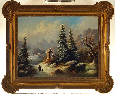 27071610k - Zuschreibung: Johann Bernhard Klombeck, 1815 Kleve-1893 ebenda, verschneite ...