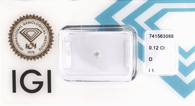27071611b - Lot 2 lose Brillanten, 1 x 0.12 ct hochfeines Weiß(D)/p1, 1 x 0.12 ct hochfeines Weiß ...