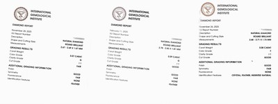 27071620a - Lot 3 lose Brillanten, zus. 0.24 ct, 1 x 0.07 ct feines Weiß(G)/p1, 1 x 0.08 ct feines ...