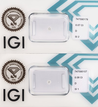 Image Lot 2 lose Brillanten, 1 x 0.08 ct hochfeines Weiß(D)/si1, 1 x 0.7 ct hochfeines ...
