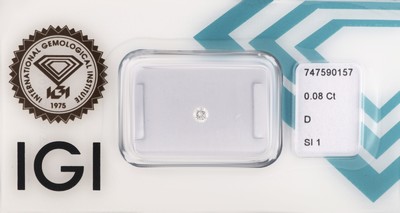 27071623a - Lot 2 lose Brillanten, 1 x 0.08 ct hochfeines Weiß(D)/si1, 1 x 0.7 ct hochfeines ...