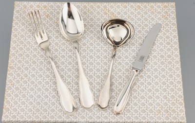 27071628a - Großes Menuebesteck für 12 Personen, 800er Silber, Bruckmann&Söhne, Alt Chippendale, ...