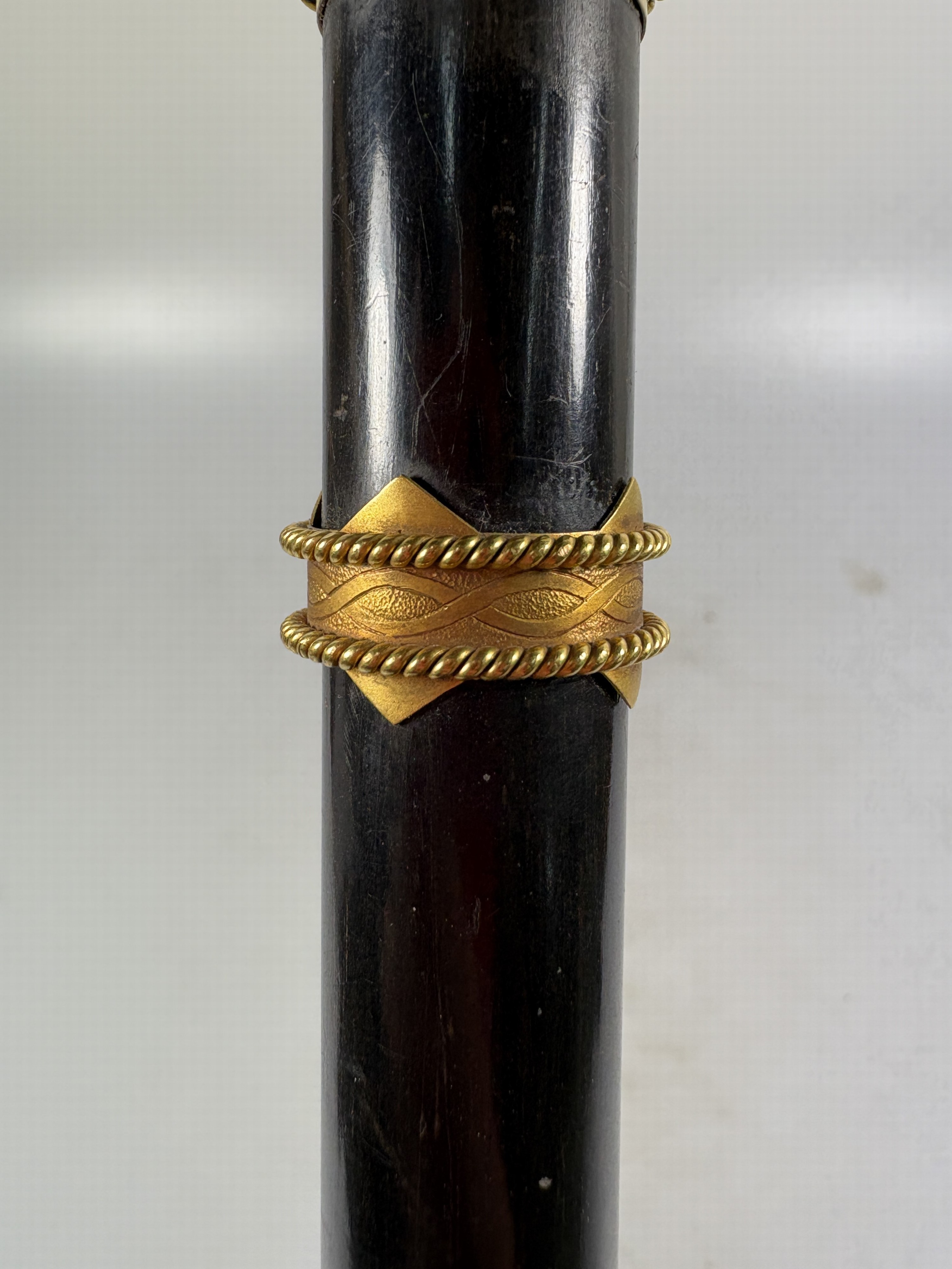 Detail g: Paradestock/Flanierstock, Nachlass von der Mülbe, Kaiserreich, Sy & Wagner, Berlin, Stutzenknauf aus Gold (säuregeprüft), aufgelegtes Adleremblem ...
