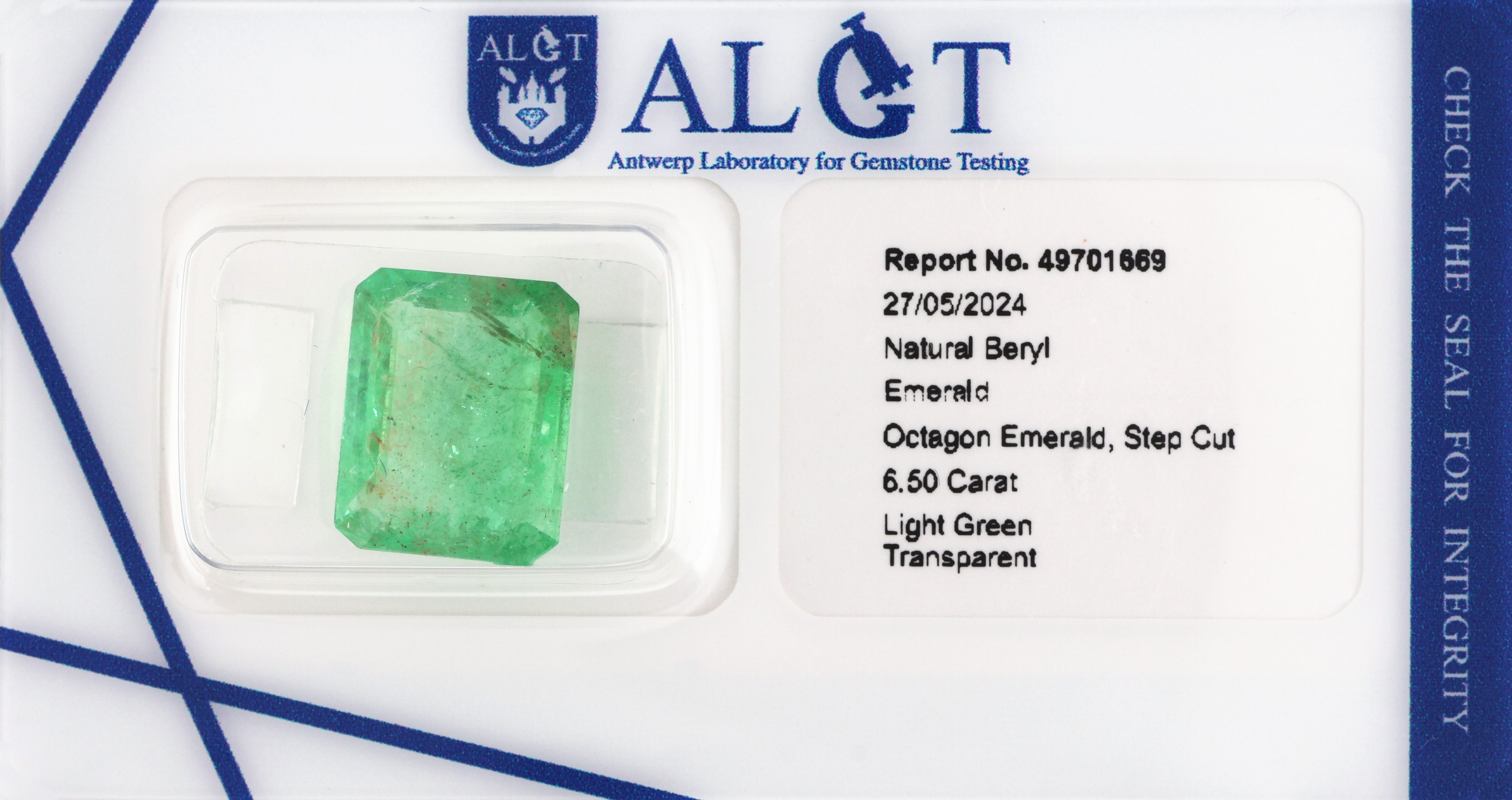 Image 27071723 - Loser Smaragd, ca. 6.50 ct, Emerald Cut, ca. 13.28 x 10.63 x 5.75 mm, light green ...