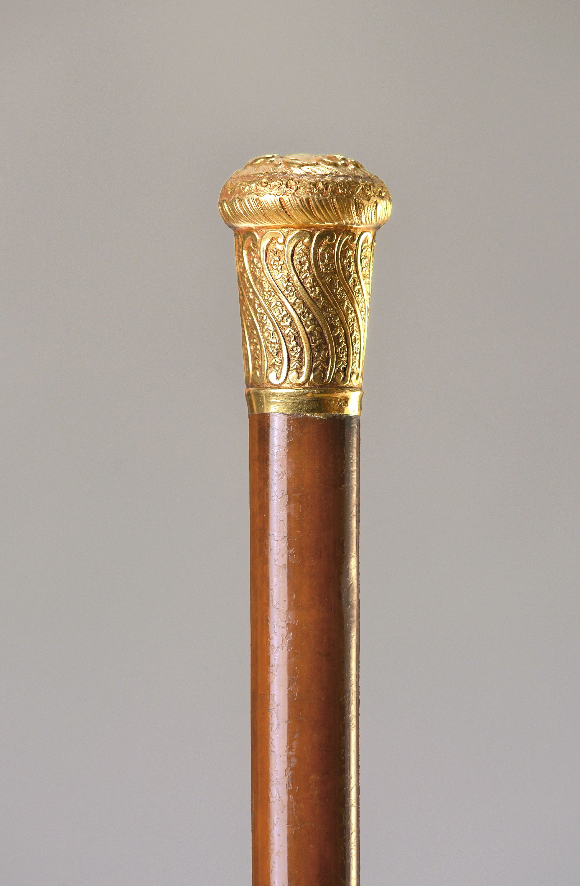 Image 27071725 - Flanierstock mit 18 kt. Goldknauf, Frankreich, Louis XV., um 1770, Knauf unleserlich ...