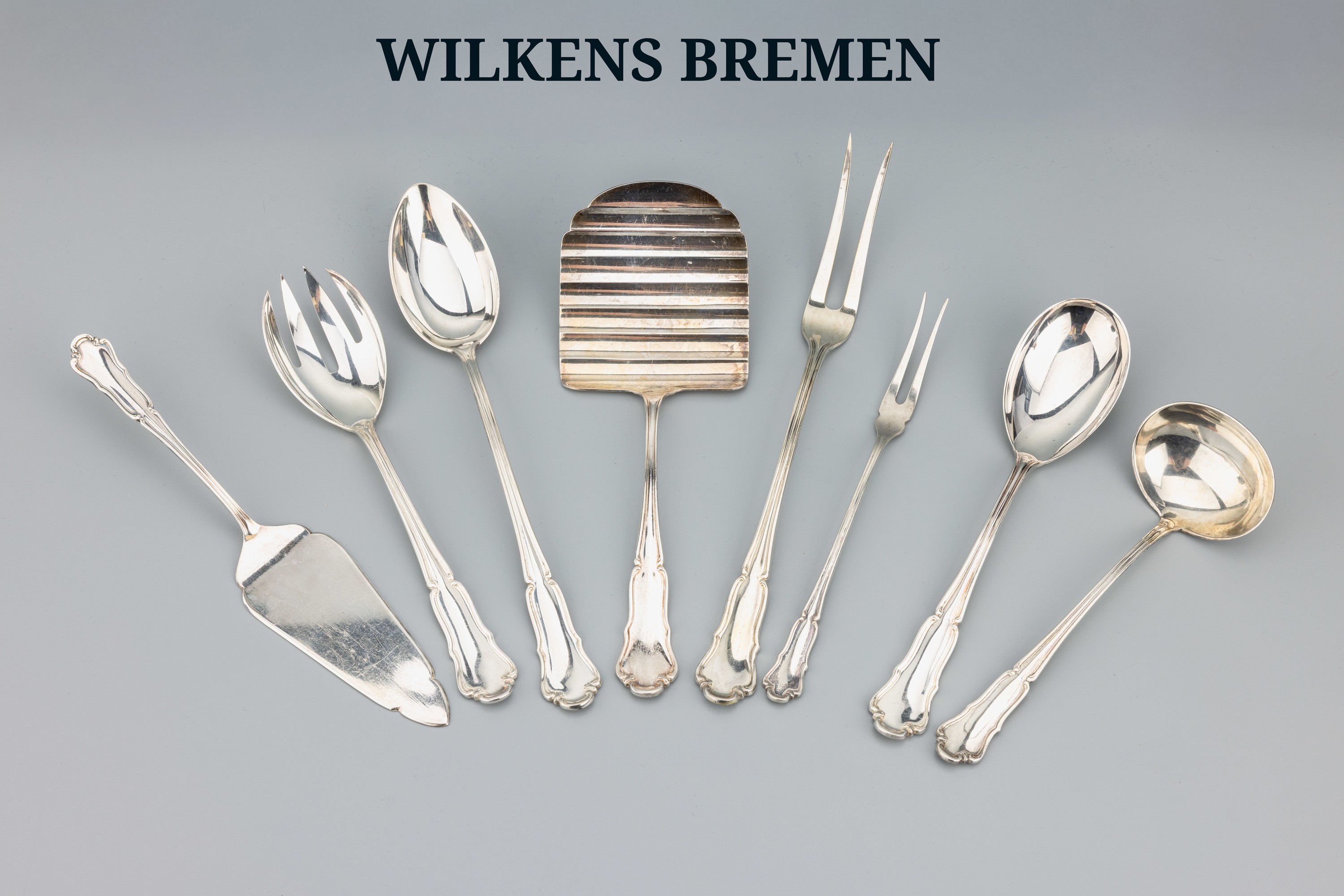 Image 27071727 - 12-teilig. Vorlegebesteck, 800er Silber, Wilkens Bremen, Dresdner Barock, 1 ...