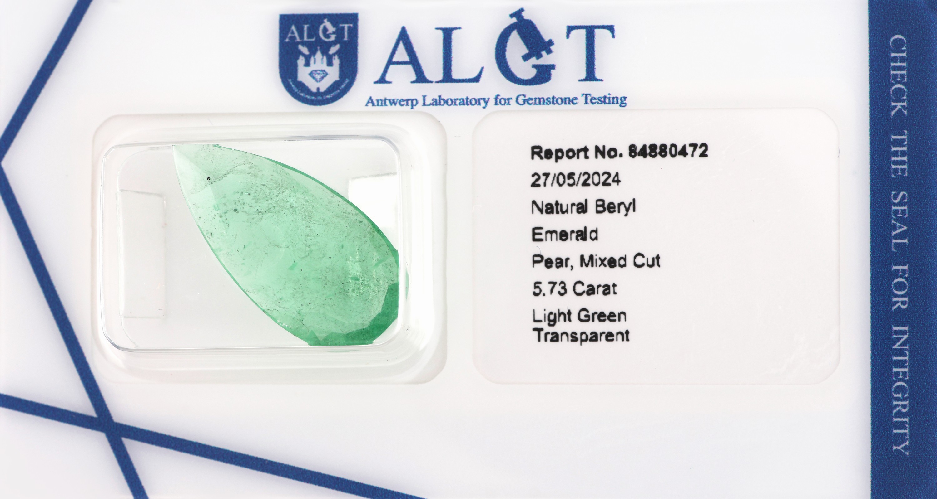 Image 27071735 - Loser Smaragd ca. 5.73 ct, facett. Tropfen, ca. 21.51 x 10.64 x 3.62 mm, light green ...